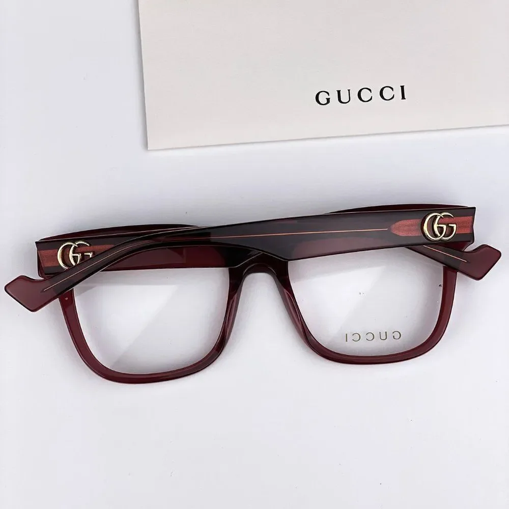 NEW  Gucci GG0958O 006 Burgundy Square Unisex Eyeglasses